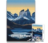 Parc National Torres Del Paine - Puzzle de 1000 pièces - Jeu d'éveil et de découverte - Cadeau Unique pour Les fêtes - Dimensions 38x52cm