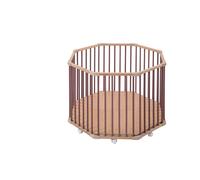 Parc octogonal Basile en bois ? plancher réglable et roulettes hubride vieux rose TU