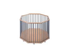 Parc octogonal Basile en bois ? plancher réglable et roulettes hybride bleu gris TU