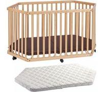 Parc Playpen Bois Naturel Avec Matelas