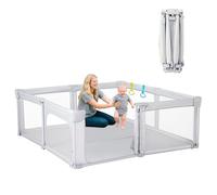 Parc pliable pour bébés et tout-petits, parc avec cadre rembourré et parois en maille avec porte adulte, parc de jeu pour intérieur et extérieur, 150 x 150 cm, gris clair Oxford
