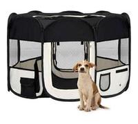 Vidaxl Parc Pliable Pour Chien Avec Sac De Transport Noir 110x110x58cm