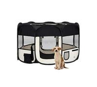 Parc pliable pour chien avec sac de transport Noir 125x125x61cm