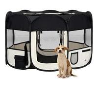 Parc pliable pour chien avec sac de transport Noir 125x125x61cm noir et crème G