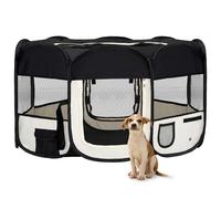 Parc Pliable pour Chien avec Sac de Transport Noir 145x145x61 cm Enclos vidaXL