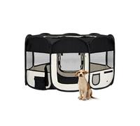 Parc pliable pour chien avec sac de transport Noir 145x145x61cm noir et crème G