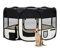Parc pliable pour chien avec sac de transport Noir 145x145x61cm noir et crème G