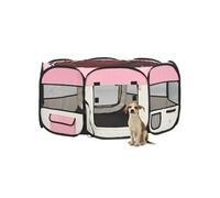 Vidaxl Parc Pliable Pour Chien Avec Sac De Transport Rose 145x145x61cm
