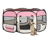 Parc pliable pour chien avec sac de transport Rose 145x145x61cm Rose et crème G