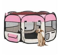Parc pliable pour chien - vidaXL - Rose - 125x125x61cm - Sac de transport inclus