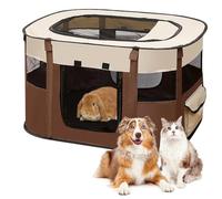 Parc pliable pour chiots et animaux - En tissu Oxford - Tente rectangulaire pour chiens - Lapin - Cochon d'Inde - Pour l'intérieur ou l'extérieur - 70 x 55 x 40 cm - Café