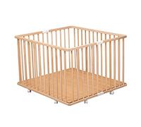 Parc bébé pliant en bois Combelle Gaby - Plancher réglable et roulettes - 92x88x67 cm