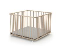 Parc pliant carré - WEBABY - CALI - 100 x 100 cm - 4 roulettes - Jusqu'à 24 mois - Hêtre brut
