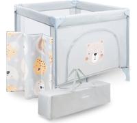 Moby-System Parc pour Enfants avec Matelas et Sac de Transport, Grandes, Pliables, Roues Verrouillables, Cadre Stable, Patins Antidérapants, 97 x 100 x 77 cm, Ours en peluche