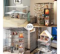 Parc Portable pour animaux de compagnie, bricolage pour petits animaux, caisse en fil métallique, chenil, clôture pour animaux de compagnie, garde sûre, Cage à lapin pour chiot, chaton, stylo Black 35