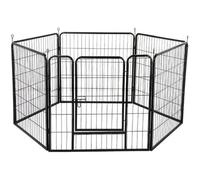 Parc pour animaux / Chenil / Enclos pour chiens, panneau pliable en 6 parties, dimensions 80 x 60 cm / pièce, noir