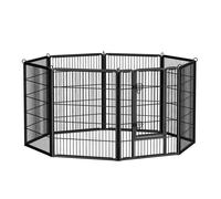 Parc pour Animaux Modulable, 8 Panneaux Grillagés 77 x 100 cm, Enclos Portable Intérieur, Extérieur, Noir