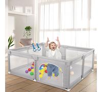 Parc pour bébé 1.5×2m centre d'activité avec sac de rangement et base mat,antidérapante gris clair
