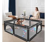 Parc pour bébé 180x150x66cm Centre d'activités avec filet respirant Base antidérapante Aire de jeux de sécurité Noir