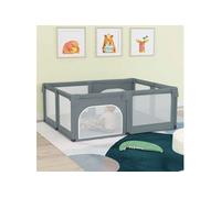 vidaXL Parc pour Bébé avec 2 Portes, Tente de Parc avec Cadre en Fer, Parc d'Été pour Enfant Maison Intérieur, Gris Clair Tissu Oxford