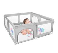 Parc pour bébé avec 50 boules 120x120x66cm centre d'activité avec filet respirant base antidérapante gris clair