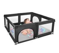 Parc pour bébé avec 50 boules 120x120x66cm Centre d'activités avec filet respirant Base antidérapante Noir