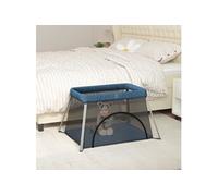 vidaXL Parc pour bébé avec matelas Bleu marine Tissu de lin 10304