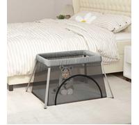 Parc pour bébé avec matelas Gris clair Tissu de lin