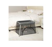 vidaXL Parc pour bébé 10302 avec matelas, tissu de lin, gris foncé