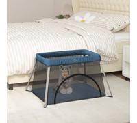 Parc pour Bébé avec Matelas Lit de Voyage Pliable Gris Foncé Tissu de Lin vidaXL