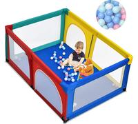 Parc pour bébé COSTWAY 120 x 190cm avec 50 balles de jeu, parc avec filet respirant et fermeture éclair, parc d'éveil 2 portes, tente de parc pour nourrissons et jeunes enfants