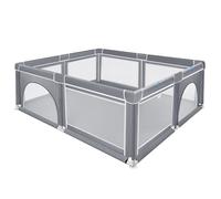 Parc pour Bébé - UISEBRT - Avec base Antidérapante et filet respirant - Gris - 180 x 150 cm