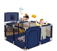 Parc pour bébé, zone de jeu sécurisée, terrain de basket intérieur, bleu