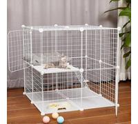 Parc pour Chat - Cage à Furet, enclos pour Chat avec grilles métalliques, bacs de Rangement, étagère, bibliothèque modulaire, Placard idéal pour la Maison, Le salon, Le Bureau