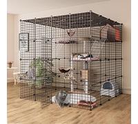 Parc pour Chat - Cage à Furet Intérieur Bricolage Parc pour Chat Caisse Amovible pour Chat Idéal pour 1 à 4 Chats