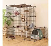 Parc pour chat - Cage intérieure amovible pour chat de 1 à 4 chats - Cage idéale pour furet de petits animaux de compagnie (111 x 75 x 109 cm-A)