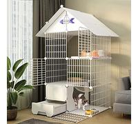 Parc pour chat - Cage pliable avec porte et litière - Enclos pour petits animaux domestiques - Idéal pour les chats, les lapins et les hérissons, utilisation en intérieur et en extérieur