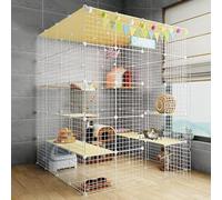 Parc pour chat, grand enclos à plusieurs niveaux, cage en métal pour une utilisation en intérieur, facile à nettoyer et à entretenir, parfait pour l'exercice et le jeu