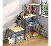 Parc pour Chat - Grande Cage À 3 Niveaux pour Chat, Enclos Intérieur en Fil Métallique Amovible, Chenils D'Intérieur, Niche pour Chat, Cage À Furet - Grand Endroit d'exercice Idéal pour 1 À 3 Chats