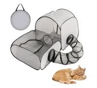 Parc pour Chats Pliable avec Tunnel, Enclos Chat Extérieur Portable, Grande Tente pour Chat avec Sac de Transport, Aire de Jeu Respirante pour Jardin, Terrasse, Maison, Voyage et Camping