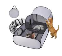 Parc pour Chats Pliable - Tunnel interactif | Enclos extérieur pour Chaton Chiot | Parc de Jeu intérieur extérieur, Tente Maison modulable, Accessoires Voyage sécurisé