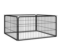Vidaxl Parc Pour Chien 4 Panneaux Noir 100x50cm Acier Enduit De Poudre