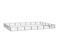 Vidaxl Parc Pour Chien 24panneaux Noir 100x50cm Acier Enduit De Poudre