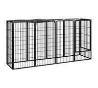 Vidaxl Parc Pour Chien 10panneaux Noir 50x100cm Acier Enduit De Poudre