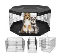 Parc Chien Enclos Animaux de Compagnie Pliable Métal 76 cm Housse et Tapis