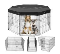Parc pour Chien 160x160x76 cm-VEVOR-Enclos Chat Chiot Pliable 8 Panneaux-pour Petits Animaux de Compagnie, Intérieur