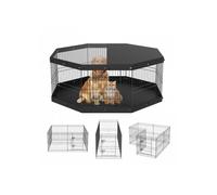 Parc pour Chien 61 cm Enclos Lapin Chat Chiot avec Couverture Supérieure et Tapis Clôture pour Petits et Moyens Animaux
