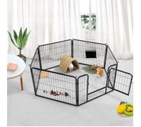 Parc pour Chien/Chiot/Lapin-6 Panneaux Métal avec Porte, Hauteur 60 cm-avec Porte Verrouillable-Intérieur/Extérieur-Noir - YAHEETECH