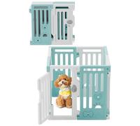 Parc pour chien de 64,8 cm avec 7 panneaux et 1 panneau en plastique pour chiens de petite et moyenne taille - Clôture portable et pliable avec porte