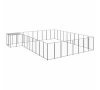Parc pour chien d'extérieur - Chenil noir - 25,41 m² - Acier - Pour chiens de petite et moyenne taille